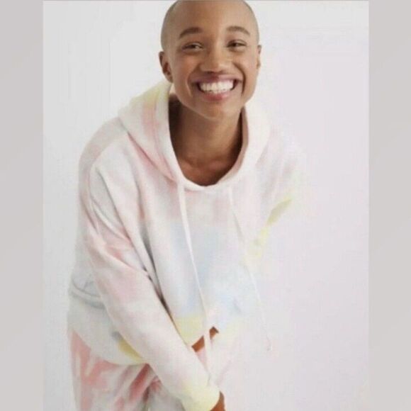 AERIE Tie Dye Weekend Hoodie Oversized AEO Slouchy Comfy Pastel Cozy Pullover XS - Picture 6 of 6